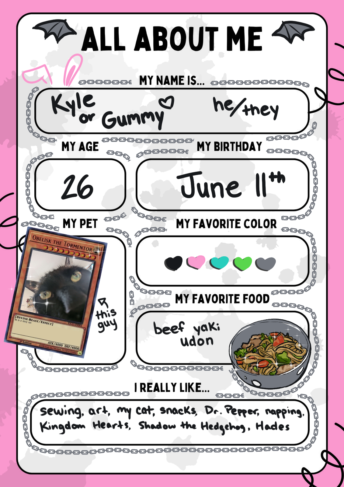 about me sheet